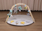 Natural wooden design activity play mat with muti-sensory toys
