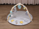 Natural wooden design activity play mat with muti-sensory toys